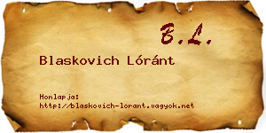 Blaskovich Lóránt névjegykártya