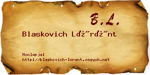 Blaskovich Lóránt névjegykártya